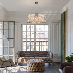 Умный подвесной светильник с хрусталем 10125/8 золото/прозрачный хрусталь Strotskis Smart (10116/8) &mdash; Multielectrika