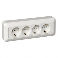 Розетка 4-я Systeme Electric Blanca со шторками, с монтаж. пластиной, белая 16А (опт. упак.ПРИМА) &mdash; Multielectrika