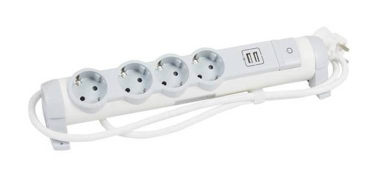 Многорозеточный блок Legrand 4-местный, с выключателем, 1.5м, с заземлением, 694615 фото 1 — Multielectrika