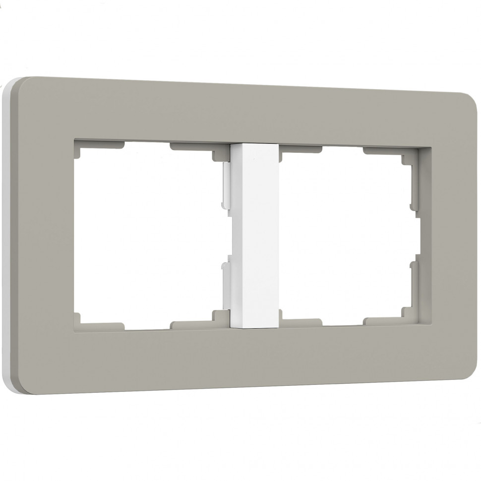 Рамка из поликарбоната на 2 поста Split дымчатый/белый, soft-touch W0023067 фото 1 &mdash; Multielectrika