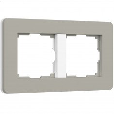 Рамка из поликарбоната на 2 поста Split дымчатый/белый, soft-touch W0023067 &mdash; Multielectrika