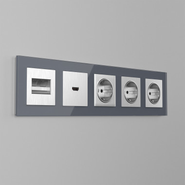 Накладка для двойной розетки Еthernet RJ-45 (серебряный рифленый) W1191109 — Multielectrika