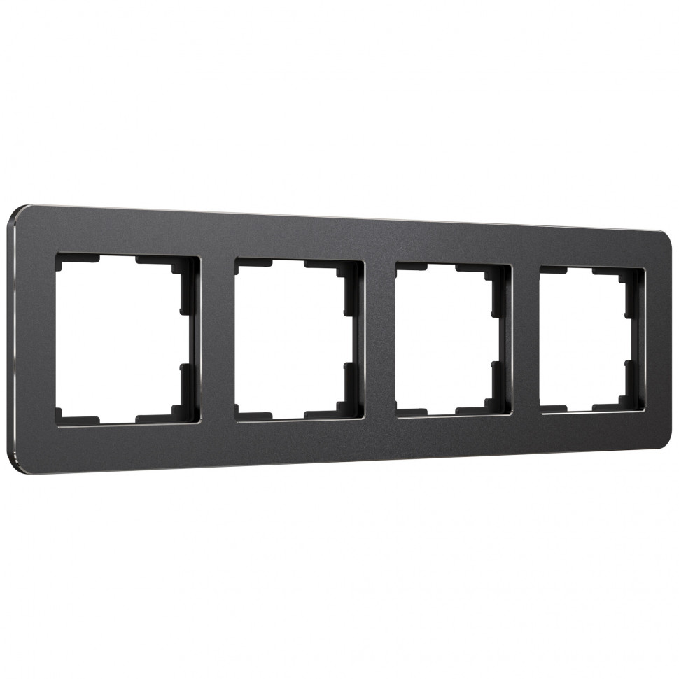 Рамка из металла на 4 поста Platinum черный алюминий W0042608 фото 1 &mdash; Multielectrika