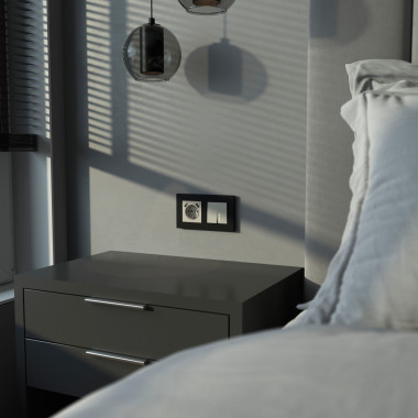 Выключатель двухклавишный с подсветкой (дымчатый) W1220104 — Multielectrika