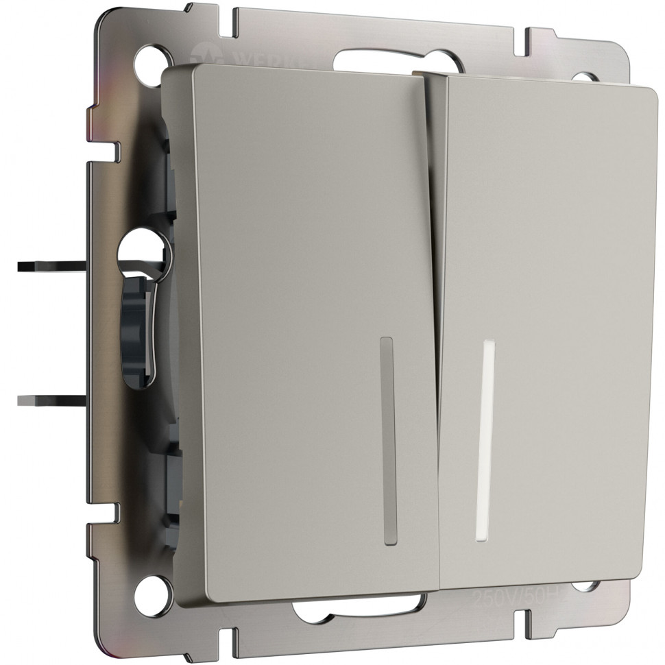 Выключатель двухклавишный с подсветкой (дымчатый) W1220104 фото 1 &mdash; Multielectrika