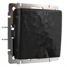 Розетка влагозащ. с зазем. с защит. крышкой и шторками (Hammar черный) W1271208 &mdash; Multielectrika