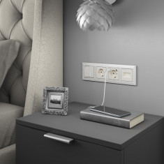 Накладка для двойной розетки Еthernet RJ-45 (перламутровый рифленый) WL13-RJ45+RJ45-CP &mdash; Multielectrika