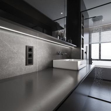 Рамка из поликарбоната на 3 поста Slab бронза софт W0032963 &mdash; Multielectrika