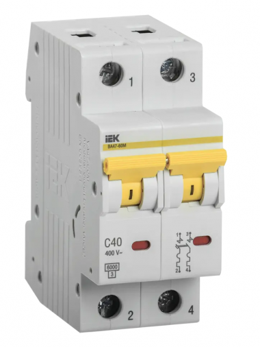 Автоматический выключатель ВА 47-60M 2Р 40А 6 кА характеристика С IEK MVA31-2-040-C — Multielectrika
