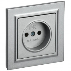 Розетка без заземления без защитных шторок 10А в сб. IEK Brite РСР10-1-0-БрА алюминий &mdash; Multielectrika