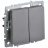 Выключатель двухклавишный проходной 10А IEK Brite ВС10-2-6-БрС сталь