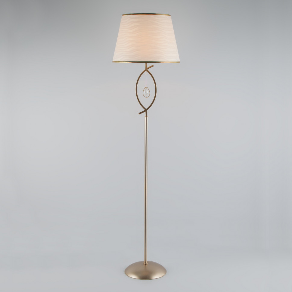 Напольный светильник с тканевым абажуром 01067/1 перламутровое золото фото 1 — Multielectrika