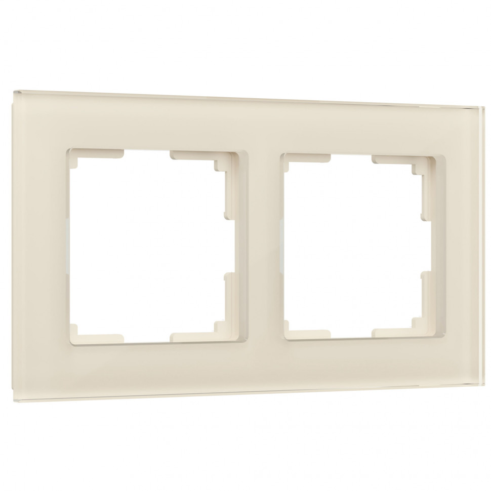 Рамка из стекла на 2 поста Favorit молочный W0021141 фото 1 &mdash; Multielectrika