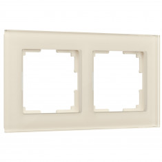 Рамка из стекла на 2 поста Favorit молочный W0021141 &mdash; Multielectrika