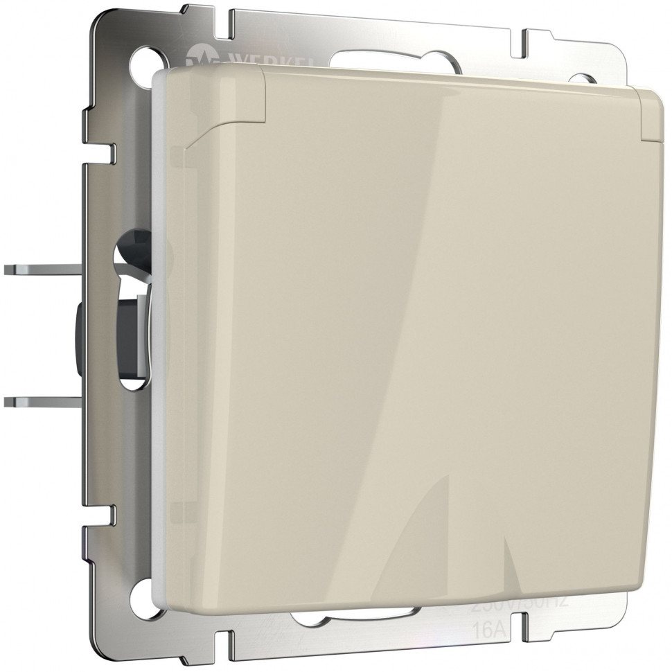 Розетка влагозащ. с зазем. с защит. крышкой и шторками слоновая кость W1171203 фото 1 &mdash; Multielectrika