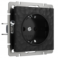 Розетка с заземлением и шторками черный W1271108 &mdash; Multielectrika
