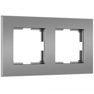 Рамка из поликарбоната на 2 поста Slab серебро софт W0022965 &mdash; Multielectrika