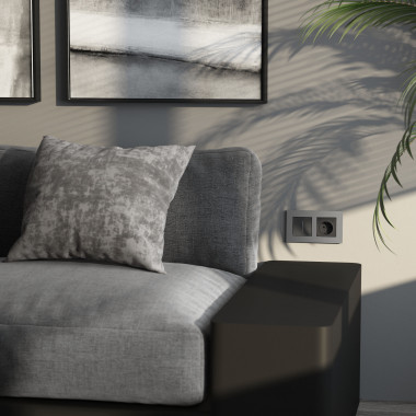 Рамка из поликарбоната на 2 поста Slab серебро софт W0022965 &mdash; Multielectrika