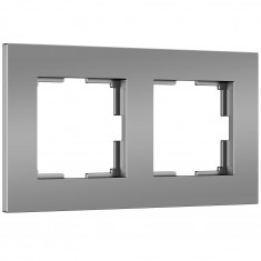 Рамка из поликарбоната на 2 поста Slab серебро софт W0022965 &mdash; Multielectrika