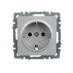 Розетка с заземлением без защитных шторок 16А IEK Brite РС11-1-0-БрА алюминий &mdash; Multielectrika