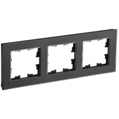 Рамка на 3 поста IEK Brite РУ-3-2-Бр стекло черный матовый &mdash; Multielectrika