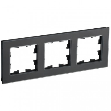 Рамка на 3 поста IEK Brite РУ-3-2-Бр стекло черный матовый — Multielectrika