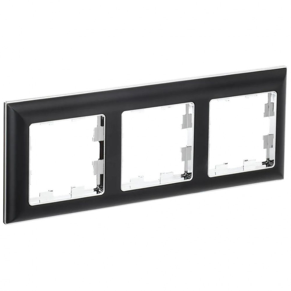 Рамка на 3 поста IEK Brite РУ-3-Бр хром/черный фото 1 — Multielectrika