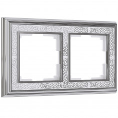 Рамка на 2 поста (хром/белый) W0021431 &mdash; Multielectrika