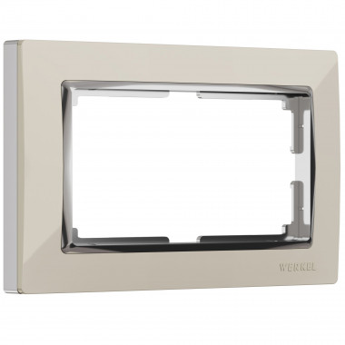 Рамка из поликарбоната для двойной розетки Snabb слоновая кость/хром W0081903 — Multielectrika