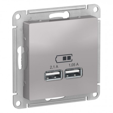 Зарядное устройство USB Schneider Electric Atlas Design алюминий — Multielectrika