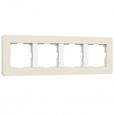 Рамка из поликарбоната на 4 поста Split айвори/белый, soft-touch W0043066 &mdash; Multielectrika