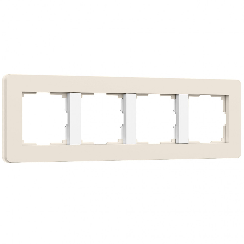 Рамка из поликарбоната на 4 поста Split айвори/белый, soft-touch W0043066 фото 1 &mdash; Multielectrika