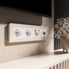 Рамка из поликарбоната на 4 поста Split айвори/белый, soft-touch W0043066 &mdash; Multielectrika