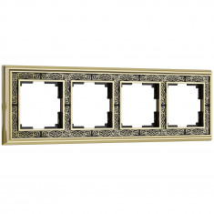 Рамка на 4 поста (золото/черный) W0041430 &mdash; Multielectrika