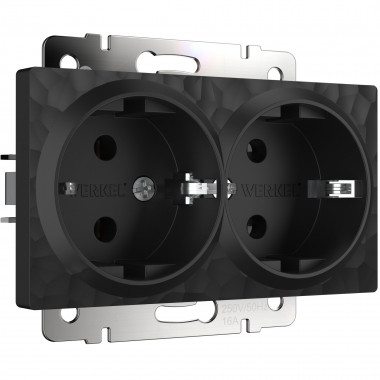 Розетка двойная с заземлением (Hammar черный) W1272008 &mdash; Multielectrika