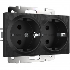 Розетка двойная с заземлением (Hammar черный) W1272008 &mdash; Multielectrika