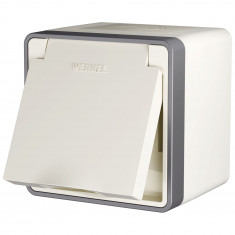 Розетка влагозащ. с зазем. с защит. крышкой и шторками Gallant слоновая кость W5071203 &mdash; Multielectrika