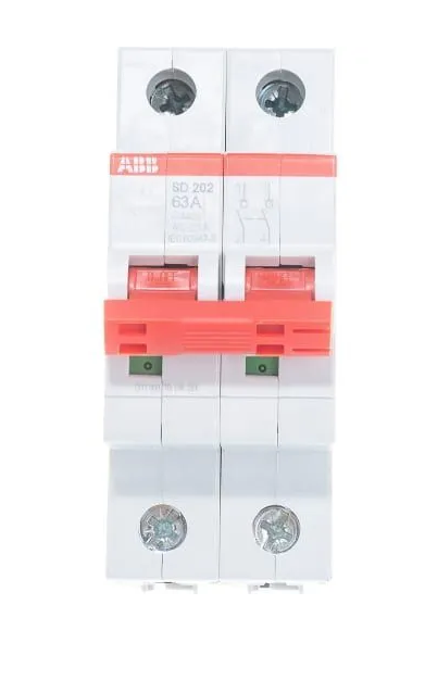 Рубильник 2-полюсный ABB SD202/63 рычаг красный 2CDD282101R0063 фото 1 — Multielectrika