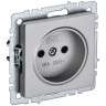 Розетка без заземления с защитными шторками 10А IEK Brite РСш10-2-БрА алюминий