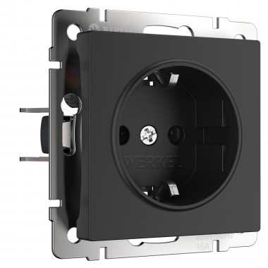 Розетка с заземлением, безвинтовой зажим (черный матовый) W1171308 — Multielectrika