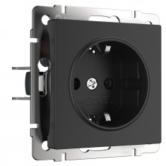 Розетка с заземлением, безвинтовой зажим (черный матовый) W1171308 &mdash; Multielectrika