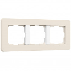 Рамка из поликарбоната на 3 поста Split айвори/белый, soft-touch W0033066 &mdash; Multielectrika
