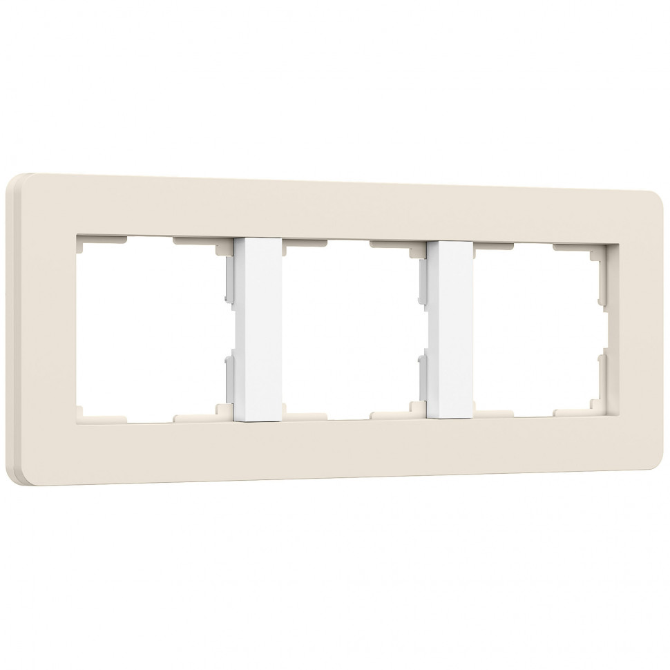 Рамка из поликарбоната на 3 поста Split айвори/белый, soft-touch W0033066 фото 1 &mdash; Multielectrika