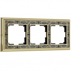 Рамка на 3 поста (золото/черный) W0031430 &mdash; Multielectrika