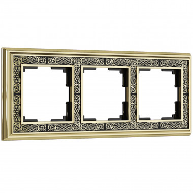 Рамка на 3 поста (золото/черный) W0031430 — Multielectrika