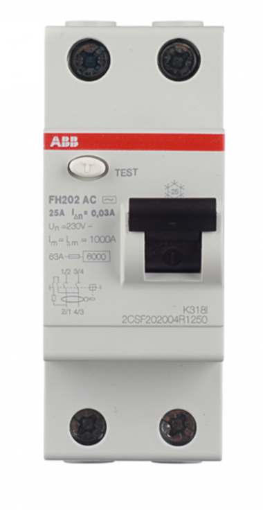 УЗО ABB FH202 AC-25/0,03 тип AC 25A 30mA 2CSF202004R1250 — Multielectrika