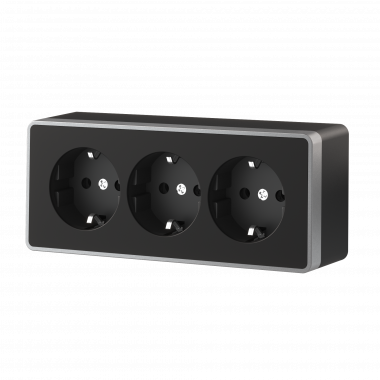 W5073134/ Розетка тройная с заземлением и шторками Gallant (черный с серебром) W5073134 &mdash; Multielectrika