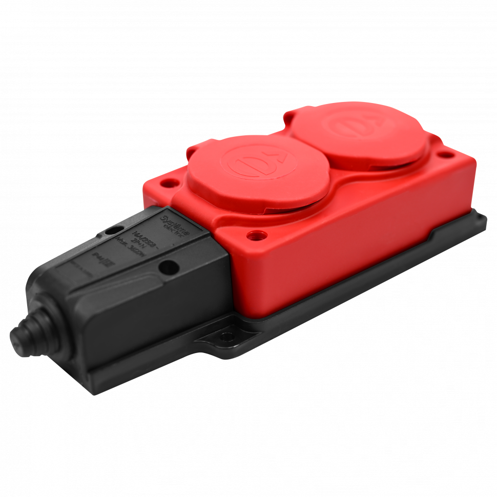 Systeme Electric MULTISET Колодка 2х розетка 2К+З каучуковая 16 А/250 В IP44 КРАСНАЯ фото 1 &mdash; Multielectrika