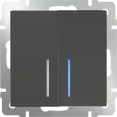 Выключатель двухклавишный проходной с подсветкой (серо-коричневый) WL07-SW-2G-2W-LED &mdash; Multielectrika