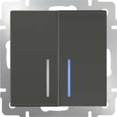 Выключатель двухклавишный проходной с подсветкой (серо-коричневый) WL07-SW-2G-2W-LED — Multielectrika